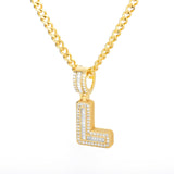 Bling Savage A-Z Pendant Shiny Ice Out Chain Necklace