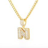 Bling Savage A-Z Pendant Shiny Ice Out Chain Necklace