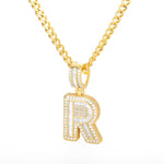 Bling Savage A-Z Pendant Shiny Ice Out Chain Necklace