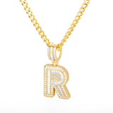 Bling Savage A-Z Pendant Shiny Ice Out Chain Necklace