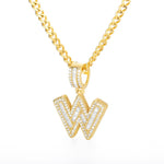 Bling Savage A-Z Pendant Shiny Ice Out Chain Necklace