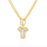 Bling Savage A-Z Pendant Shiny Ice Out Chain Necklace