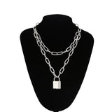 Chain Necklace With A Padlock Pendants Unisex