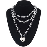 Chain Necklace With A Padlock Pendants Unisex