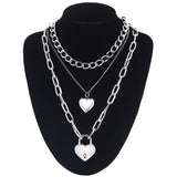 Chain Necklace With A Padlock Pendants Unisex