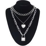 Chain Necklace With A Padlock Pendants Unisex