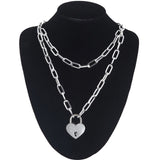 Chain Necklace With A Padlock Pendants Unisex