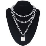 Chain Necklace With A Padlock Pendants Unisex