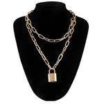 Chain Necklace With A Padlock Pendants Unisex