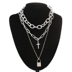 Chain Necklace With A Padlock Pendants Unisex