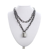 Chain Necklace With A Padlock Pendants Unisex