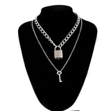 Chain Necklace With A Padlock Pendants Unisex