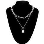 Chain Necklace With A Padlock Pendants Unisex