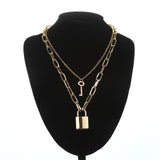 Chain Necklace With A Padlock Pendants Unisex