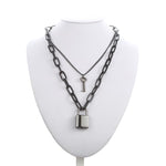 Chain Necklace With A Padlock Pendants Unisex