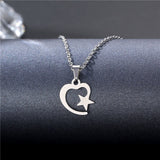 Rinhoo Stainless Steel Unisex Long Chain Small Lightning Pendant Necklace