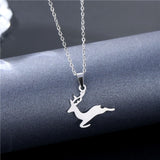 Rinhoo Stainless Steel Unisex Long Chain Small Lightning Pendant Necklace