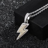 Retro Full Zircon Lightning Necklace Men