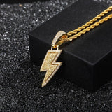 Retro Full Zircon Lightning Necklace Men