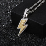 Retro Full Zircon Lightning Necklace Men