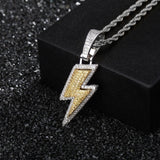 Retro Full Zircon Lightning Necklace Men