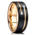 Men's Blue Groove Beveled Edge Tungsten Carbide Ring