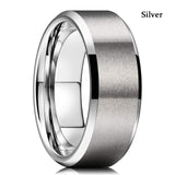 Men's Blue Groove Beveled Edge Tungsten Carbide Ring