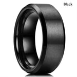 Men's Blue Groove Beveled Edge Tungsten Carbide Ring