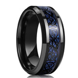 Men's Blue Groove Beveled Edge Tungsten Carbide Ring