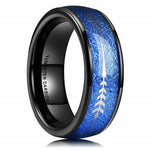 Men's Blue Groove Beveled Edge Tungsten Carbide Ring