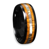 Men's Blue Groove Beveled Edge Tungsten Carbide Ring