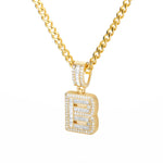 Bling Savage A-Z Pendant Shiny Ice Out Chain Necklace