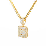 Bling Savage A-Z Pendant Shiny Ice Out Chain Necklace