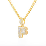 Bling Savage A-Z Pendant Shiny Ice Out Chain Necklace