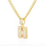 Bling Savage A-Z Pendant Shiny Ice Out Chain Necklace