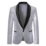 Gold Sequin Glitter Embellished Blazer Jacket Men