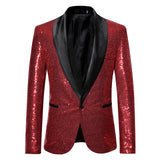 Gold Sequin Glitter Embellished Blazer Jacket Men