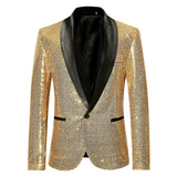 Gold Sequin Glitter Embellished Blazer Jacket Men