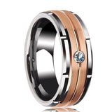 Black Tungsten Wedding Rings Double Groove Beveled Edge Brick Pattern