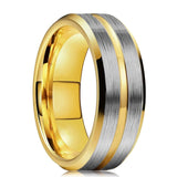 Black Tungsten Wedding Rings Double Groove Beveled Edge Brick Pattern