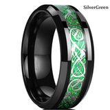 Black Tungsten Wedding Rings Double Groove Beveled Edge Brick Pattern