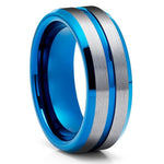 Black Tungsten Wedding Rings Double Groove Beveled Edge Brick Pattern