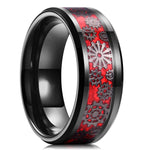 Black Tungsten Wedding Rings Double Groove Beveled Edge Brick Pattern