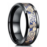 Black Tungsten Wedding Rings Double Groove Beveled Edge Brick Pattern