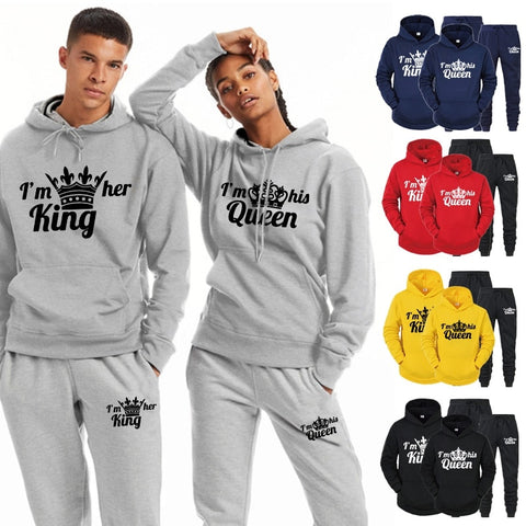 QUEEN KING Tracksuit Hoodies Printing Couples Sweatshirt