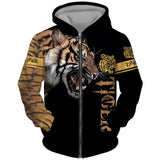 Tiger 3D Printed Men's Sweatshirt Hoodies Set