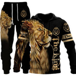 Tiger 3D Printed Men's Sweatshirt Hoodies Set