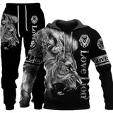 Tiger 3D Printed Men's Sweatshirt Hoodies Set