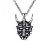 Vintage Ghost Skull Mask Pendant Stainless Steel Chain Necklace