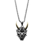 Vintage Ghost Skull Mask Pendant Stainless Steel Chain Necklace